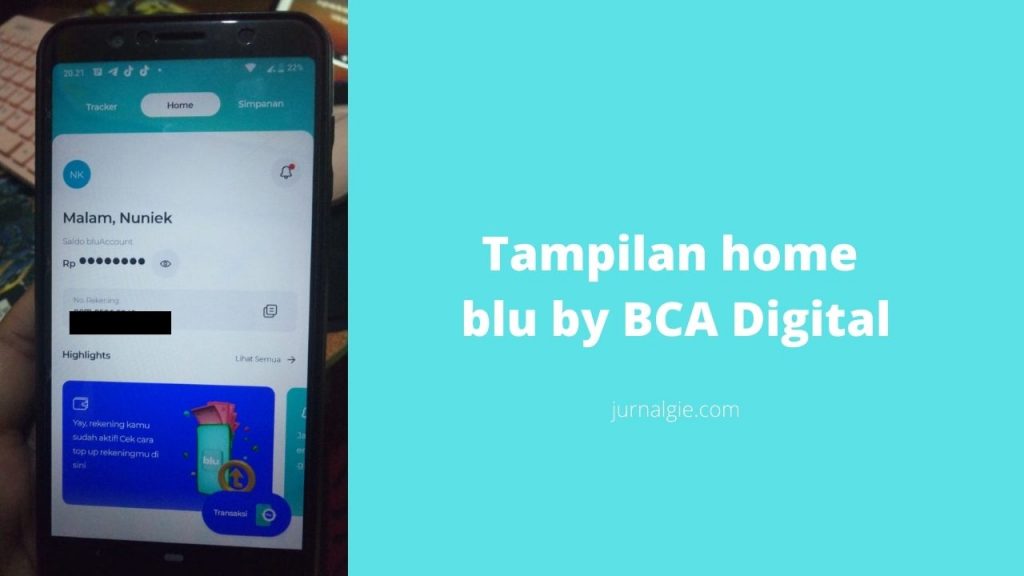 Tampilan home blu by BCA Digital